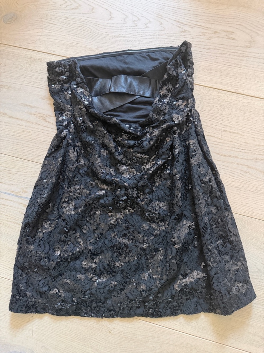 Free People Black Sequin Strapless Mini Dress, Size Small - Picture 4 of 12